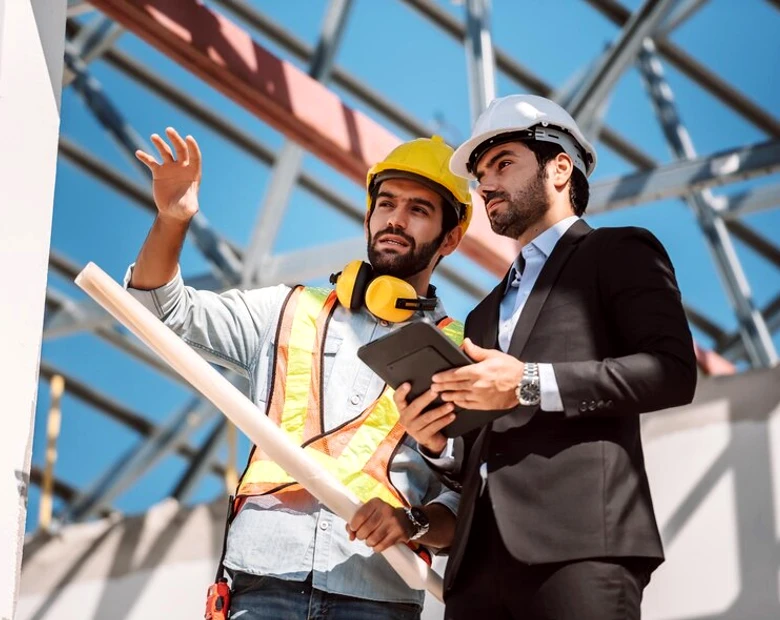 two engineers discussing